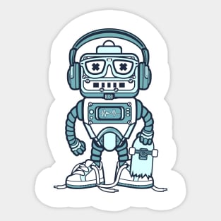 Retro Robot with Skateboard Sticker